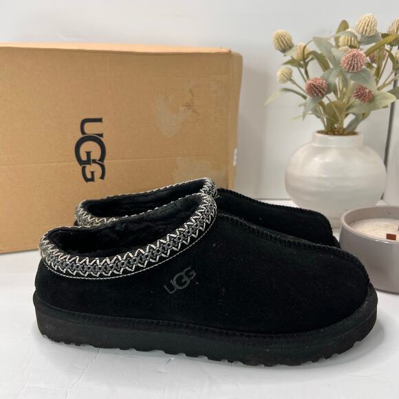 UGG Tasmen Slip-On Suede Wool Lined Slippers Black Women's 11 Comfort Casual - Picture 1 of 10